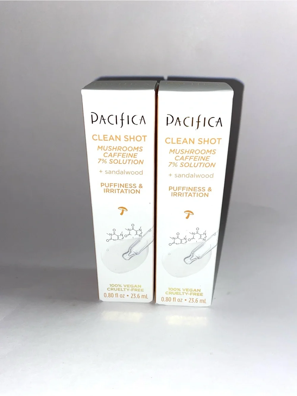 2 XPACIFICA Clean Shot Mushrooms & Caffeine Serum Oil Balance 100% Vegan 0.80 Oz